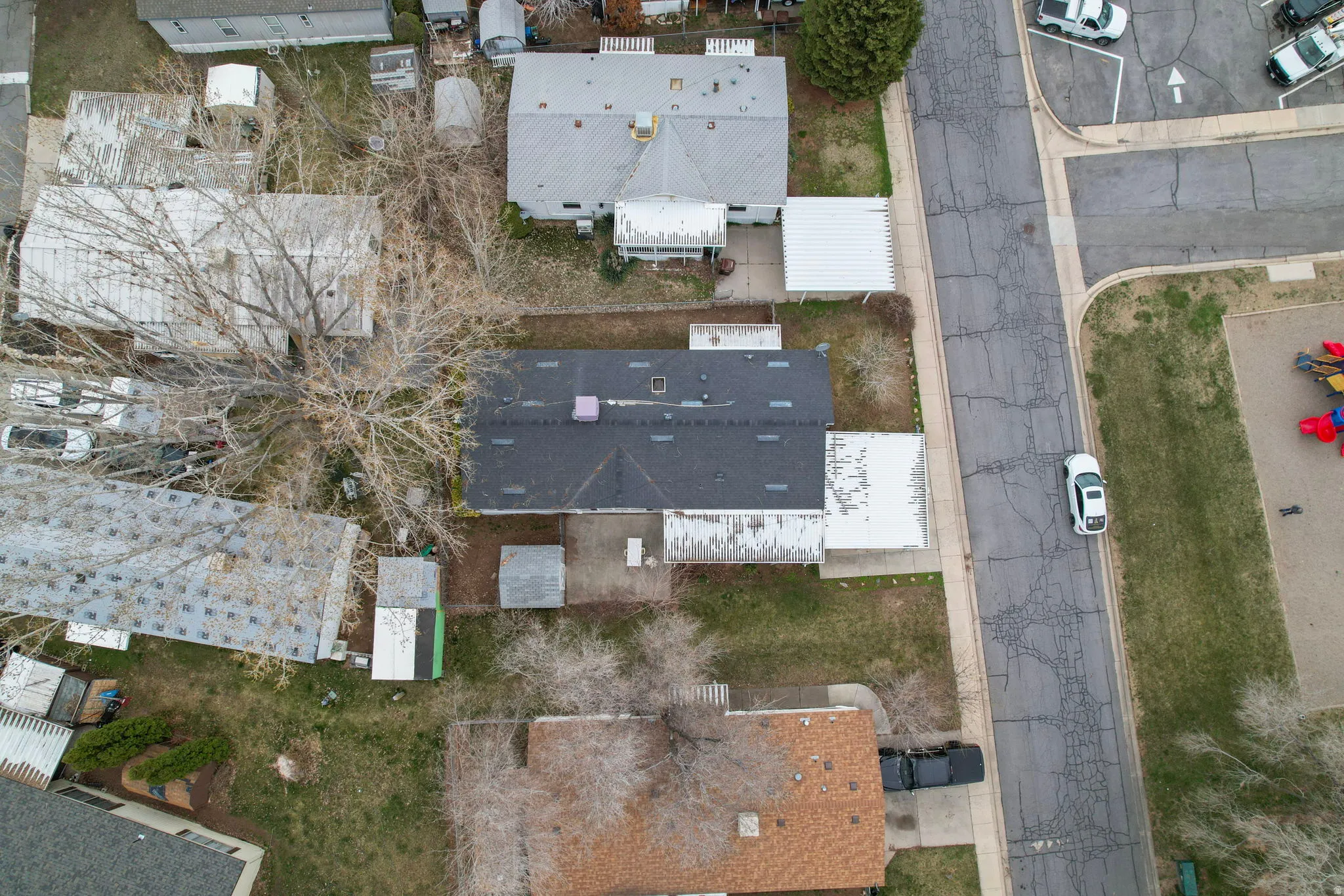 Aerial perspective of suburban area