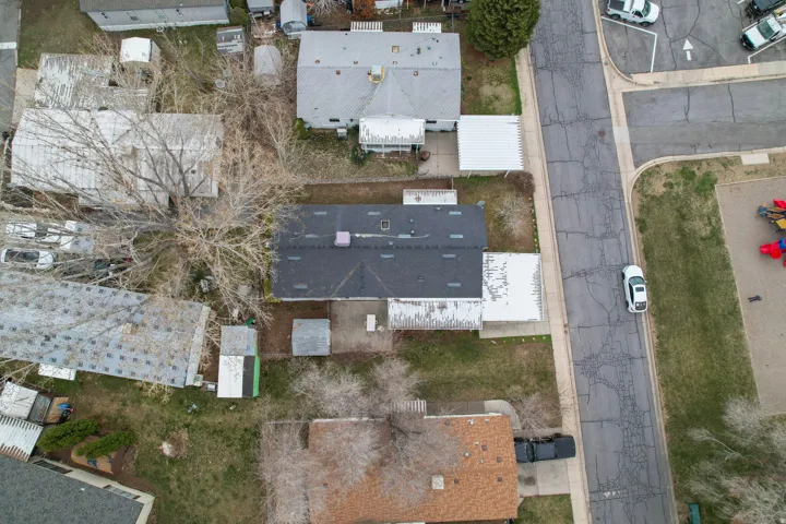 Aerial perspective of suburban area