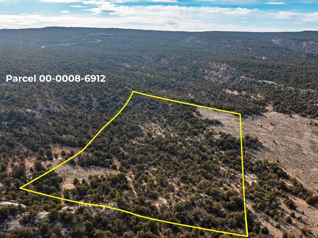 Overview of rural landscape featuring property parcel outlined