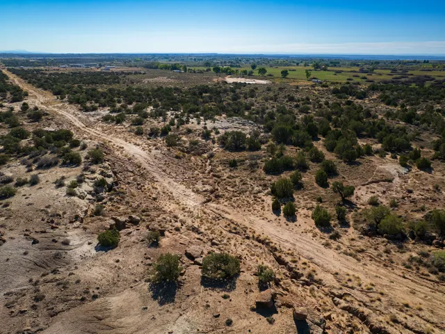 Aerial view of sparsely populated area with a desert landscape