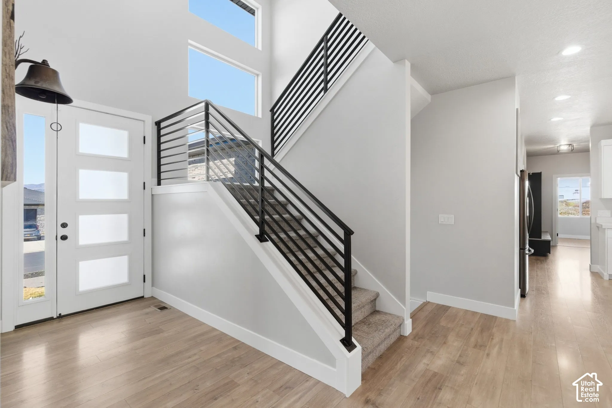 Beautiful metal railing and large windows