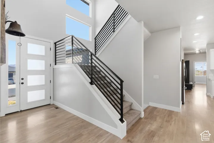 Beautiful metal railing and large windows