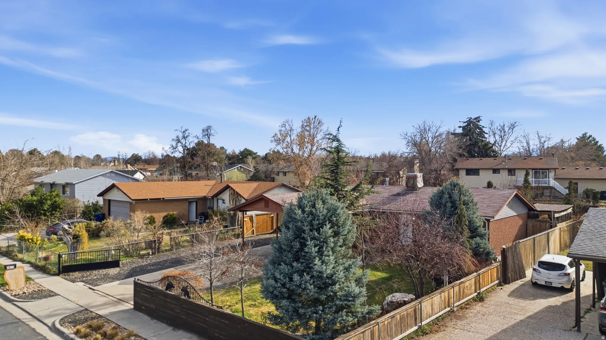 Aerial perspective of suburban area