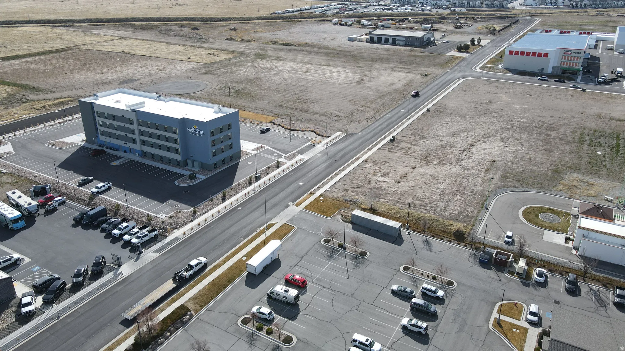 Aerial view of industrial structures