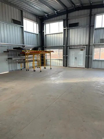 Garage with metal wall