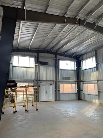 Garage with metal wall