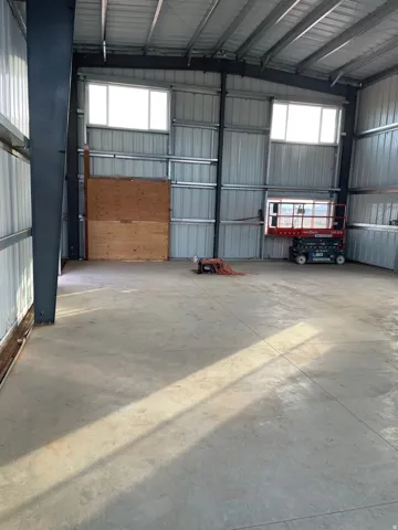 Garage with metal wall
