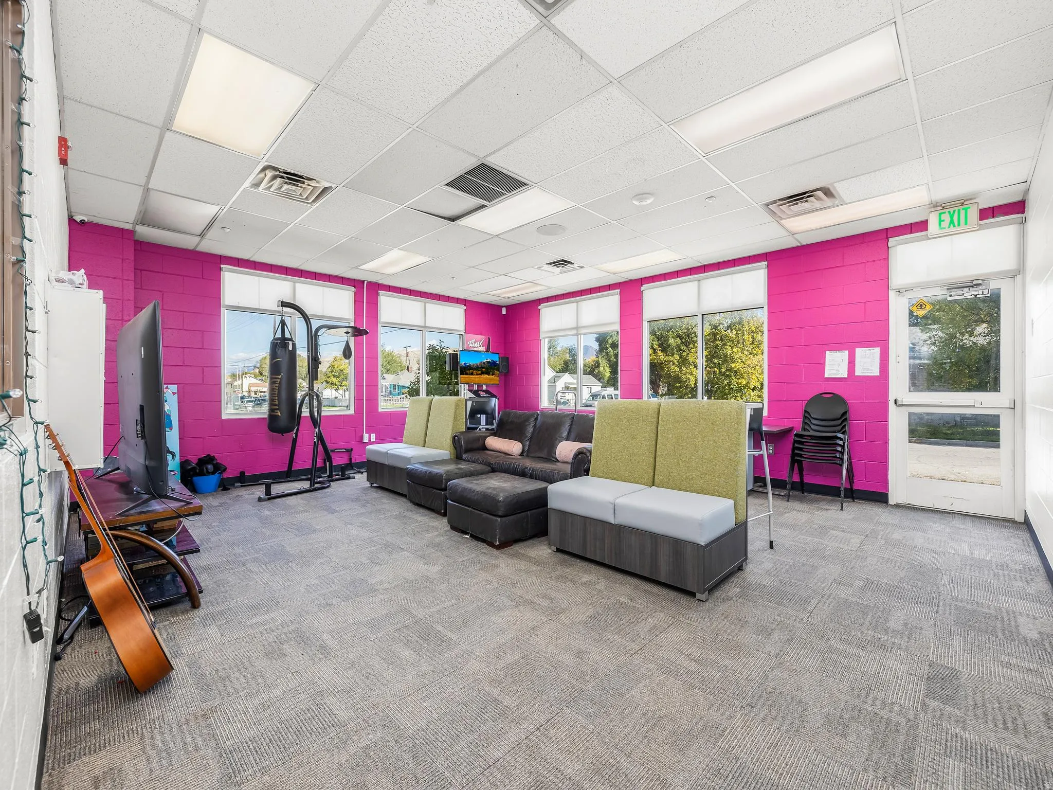 Community lobby featuring a drop ceiling