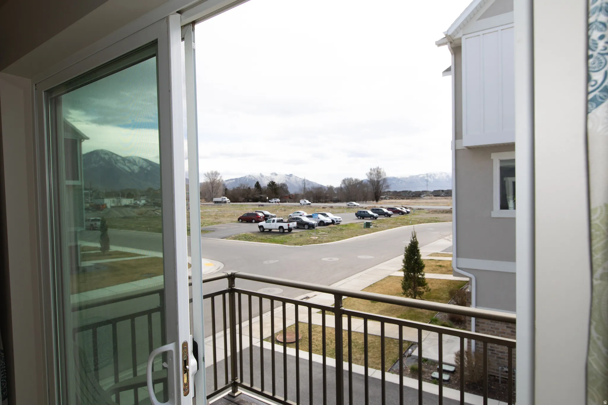 Balcony with a mountain view