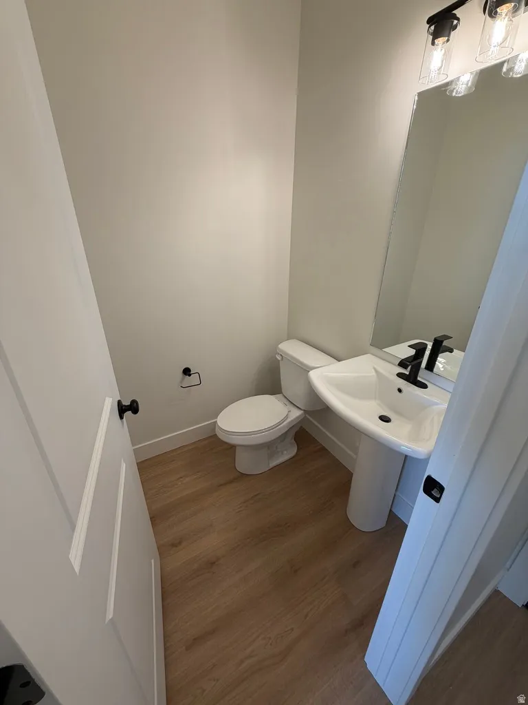 Bathroom with wood finished floors and toilet