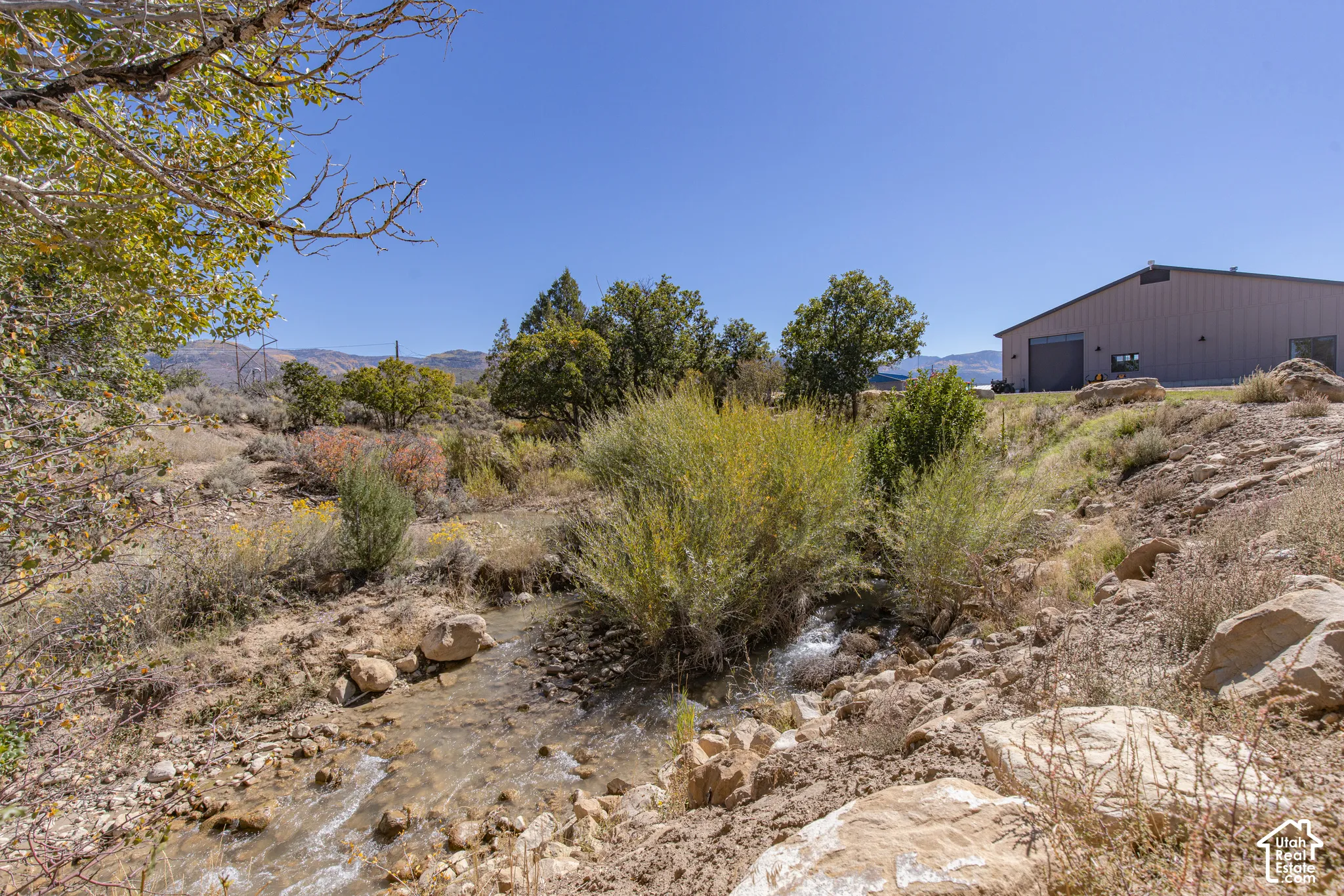 Natural stream with rocky banks