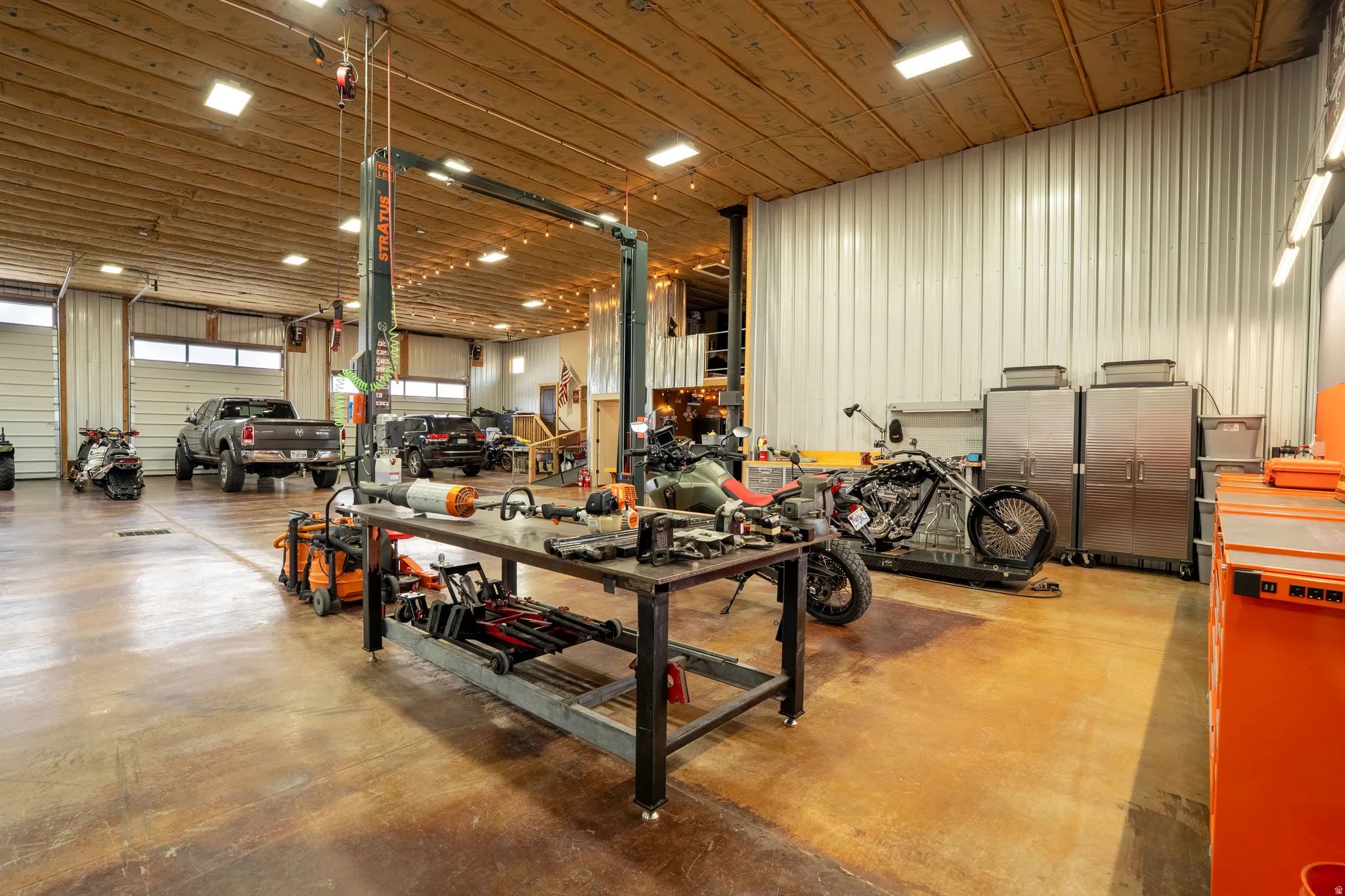 Workshop area and metal wall