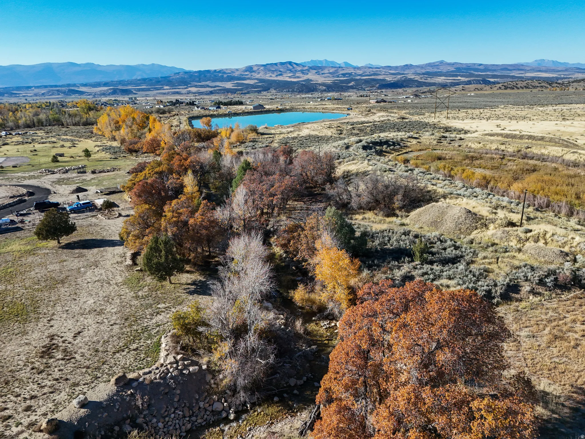 Drone / aerial view of a water and mountain view