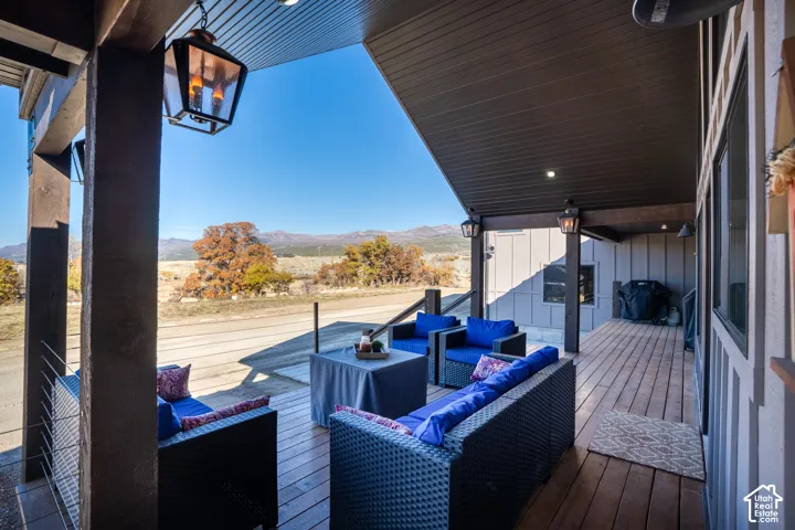 Outdoor seating and grilling area