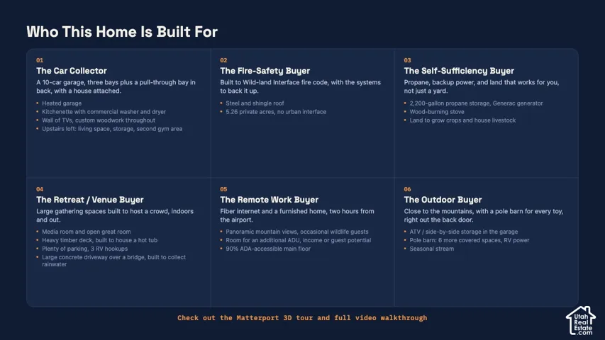 Marketing Material. Outlining various property features and their potential utility for different occupants