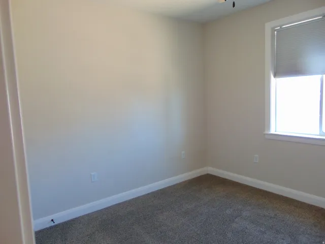 Neutral-toned wall paint and textured carpet flooring