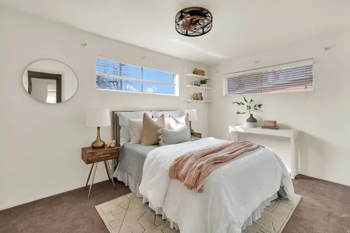 Bedroom with carpet