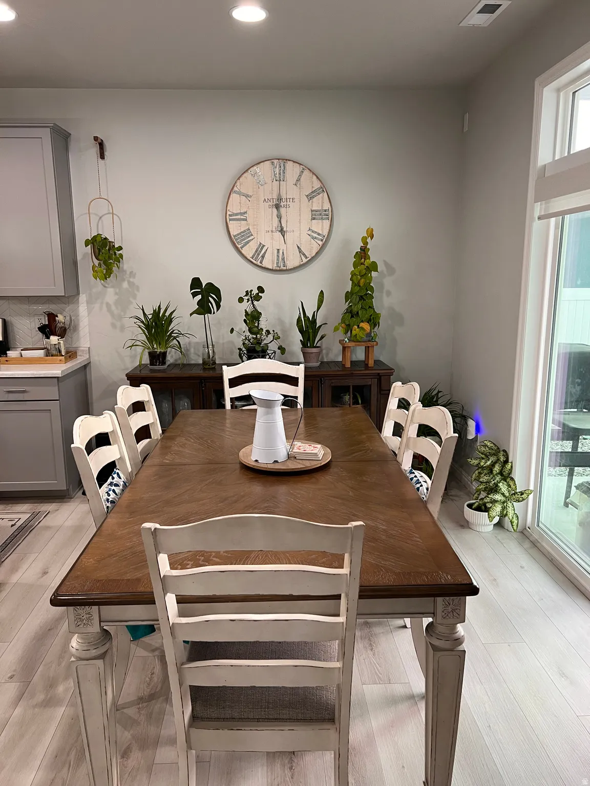 Dining room featuring light wood finished floors and recessed lighting