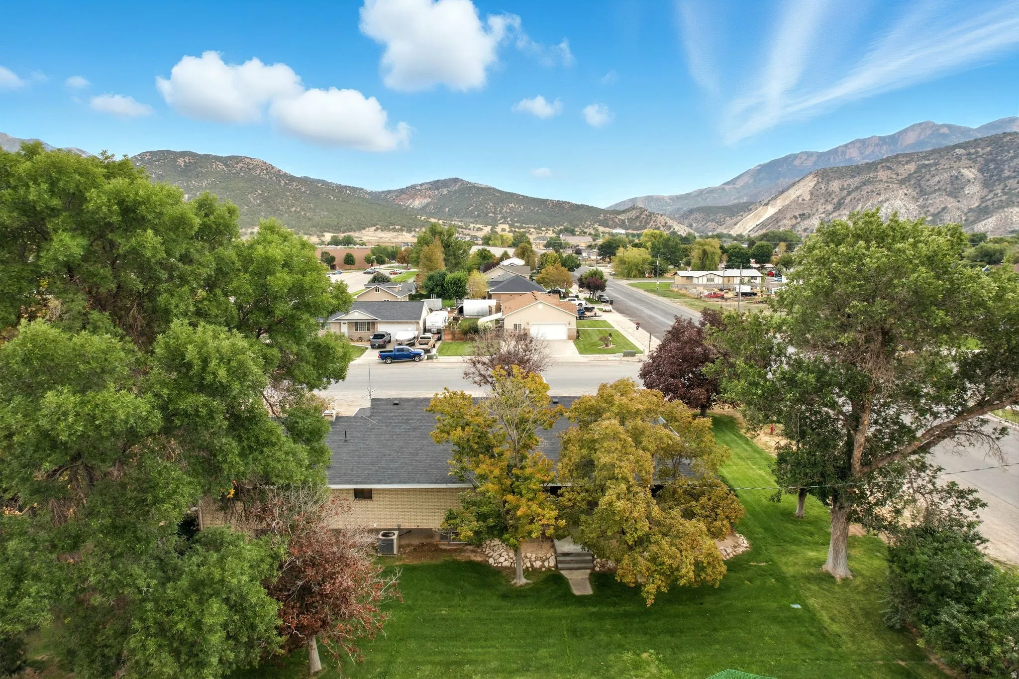 Bird's eye view of a mountain backdrop
