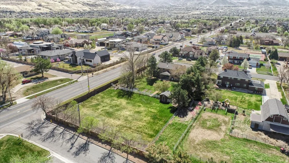 Aerial perspective of suburban area