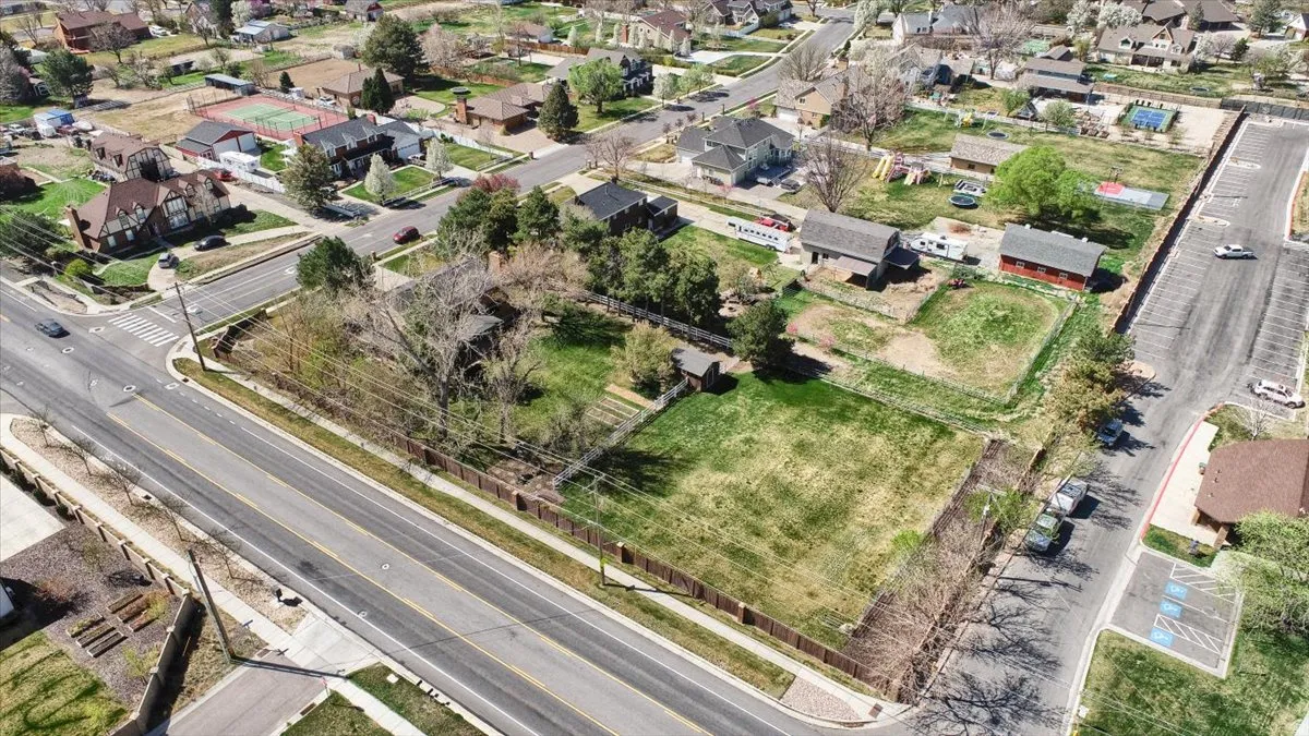 Aerial perspective of suburban area