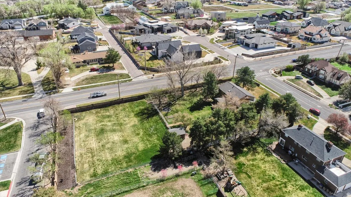 Aerial perspective of suburban area