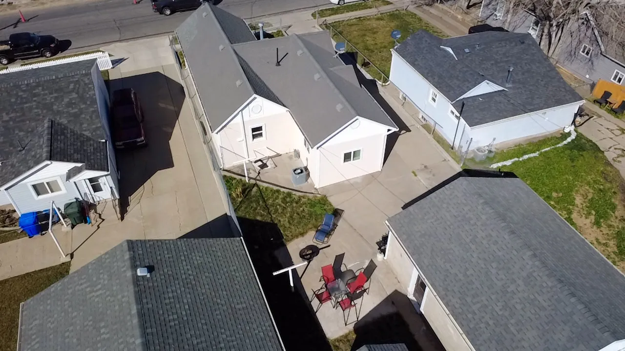 Aerial perspective of suburban area