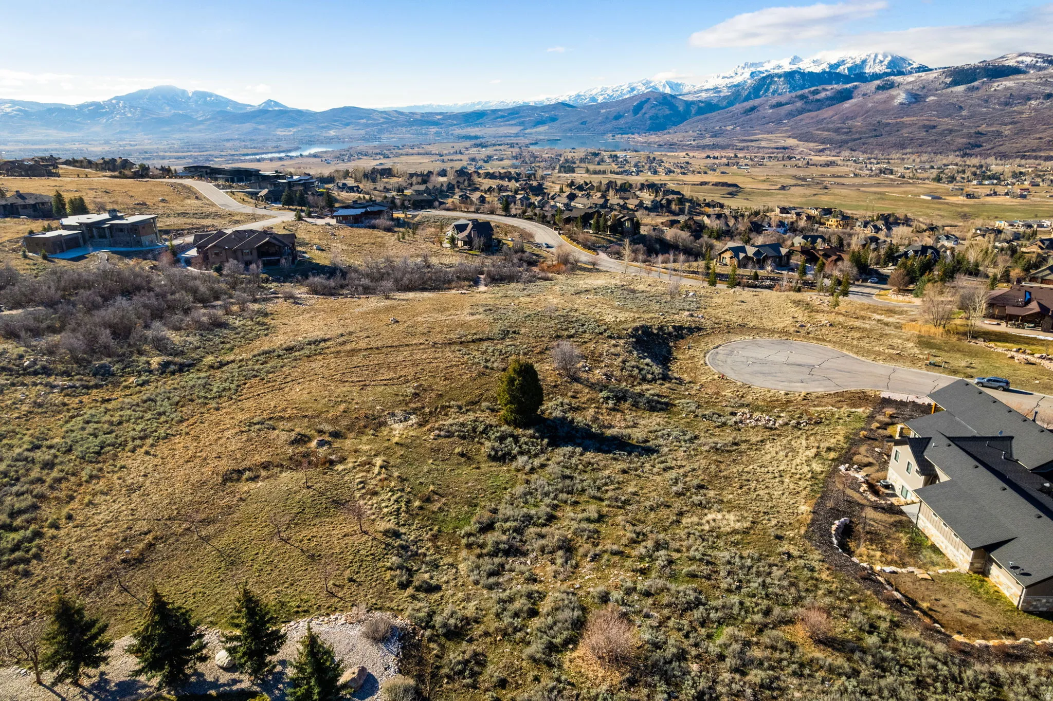 Bird's eye view of a mountain backdrop