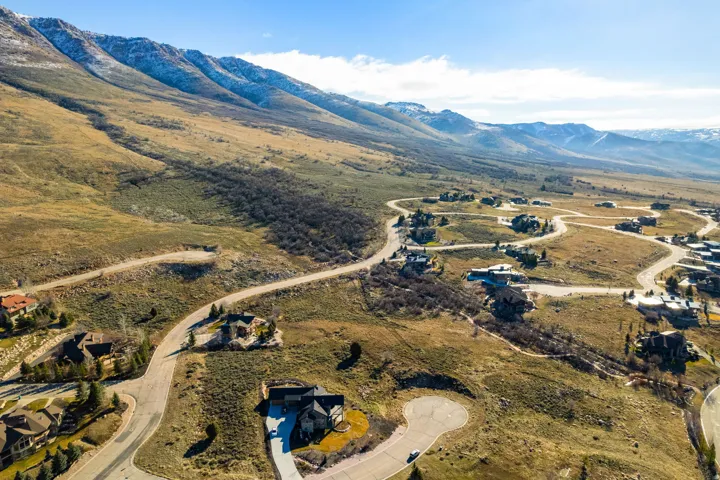 Drone / aerial view of a mountainous background
