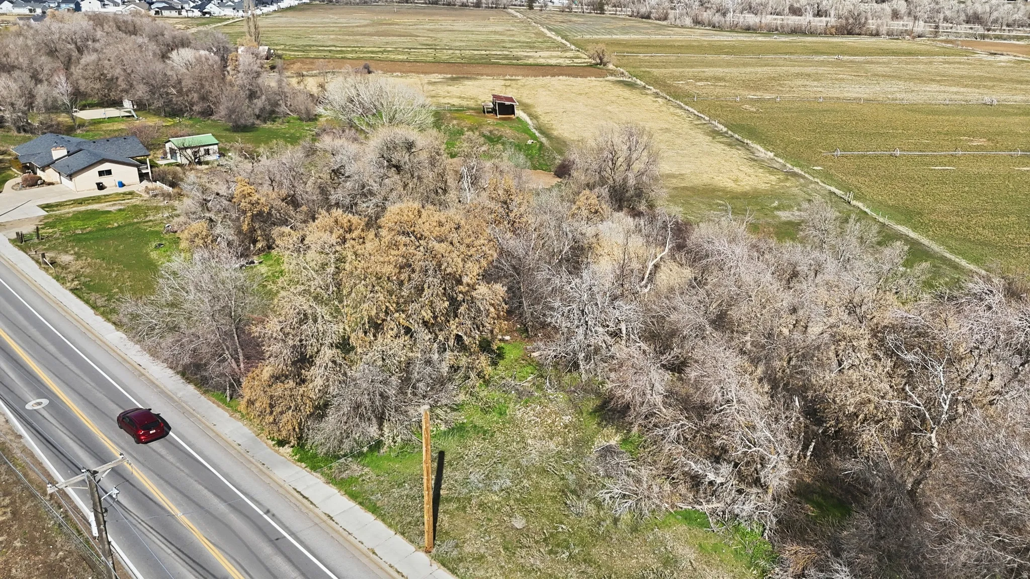 Aerial view of sparsely populated area