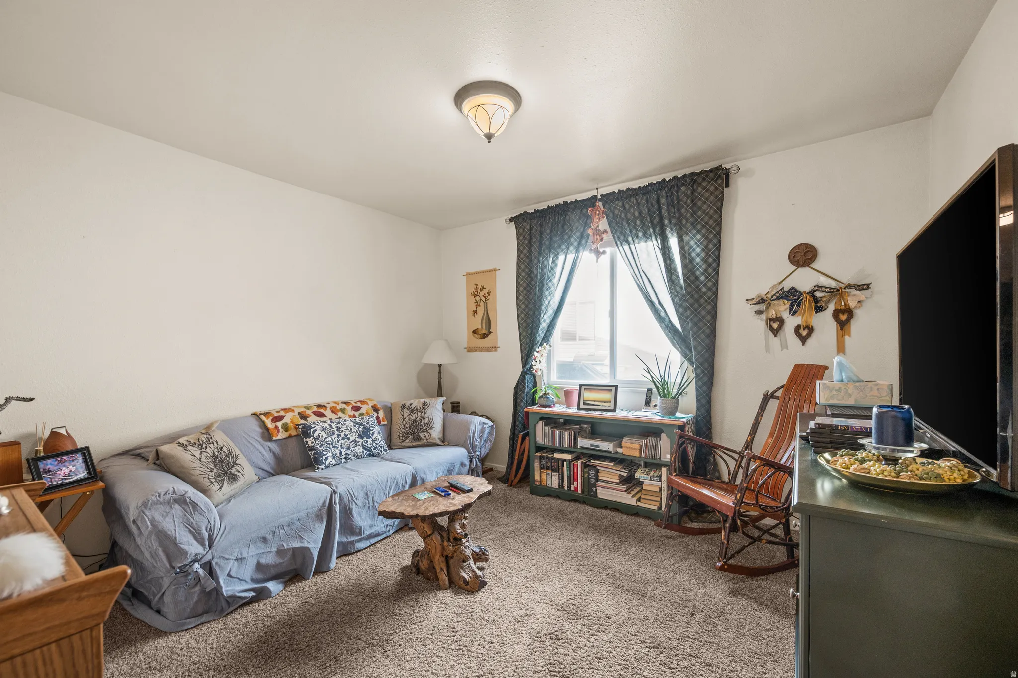 View of carpeted living area