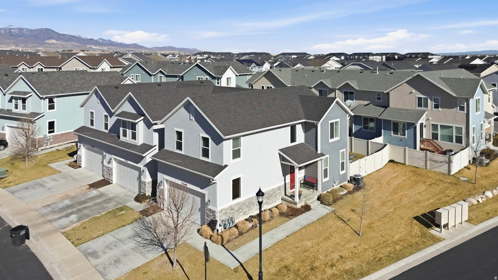 Aerial perspective of suburban area