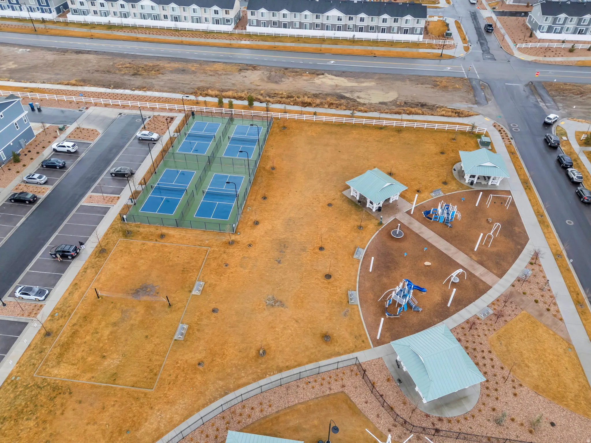 Aerial view of residential area