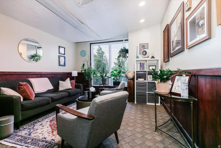 Living area with recessed lighting