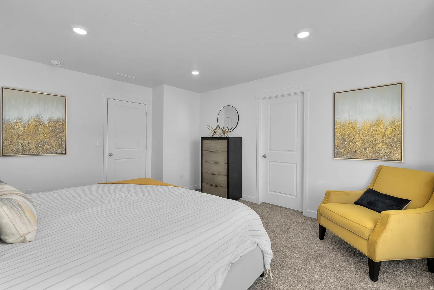 Bedroom featuring carpet floors and recessed lighting