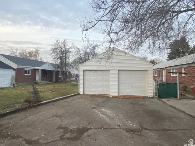 View of detached garage
