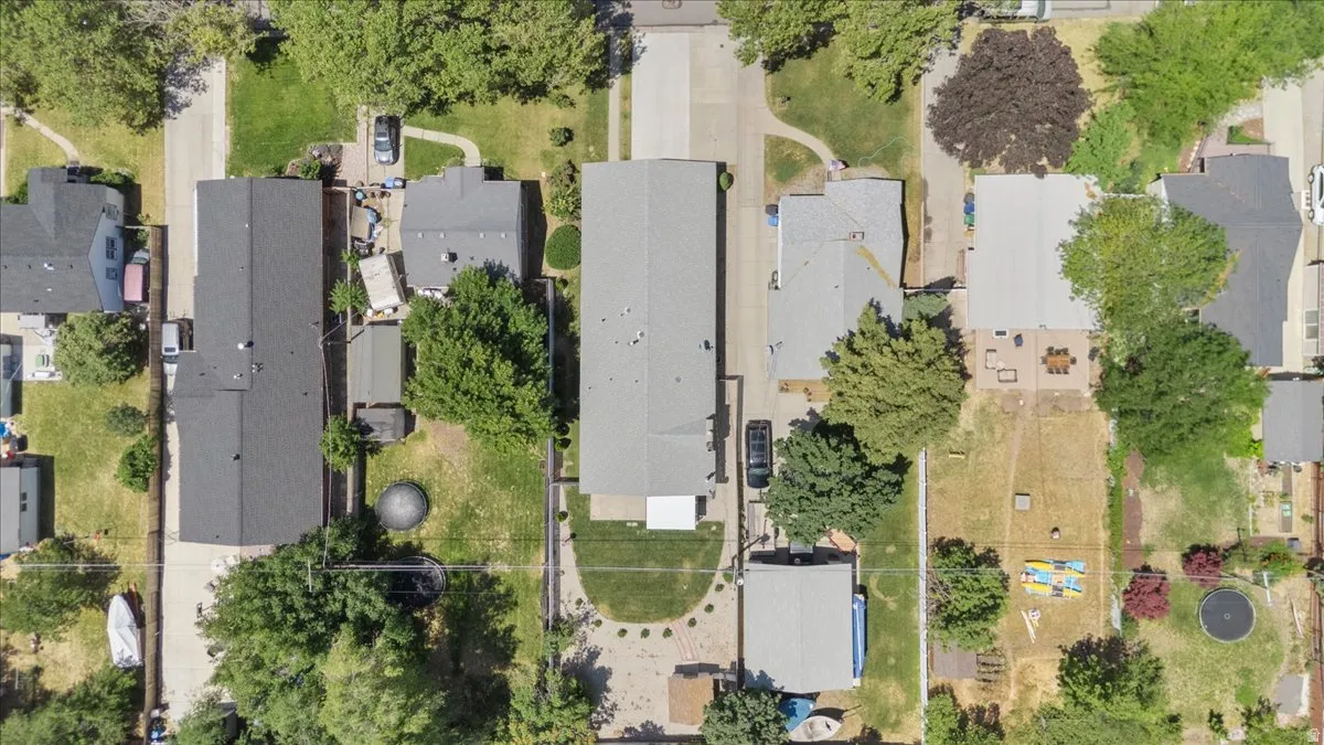 Aerial perspective of suburban area