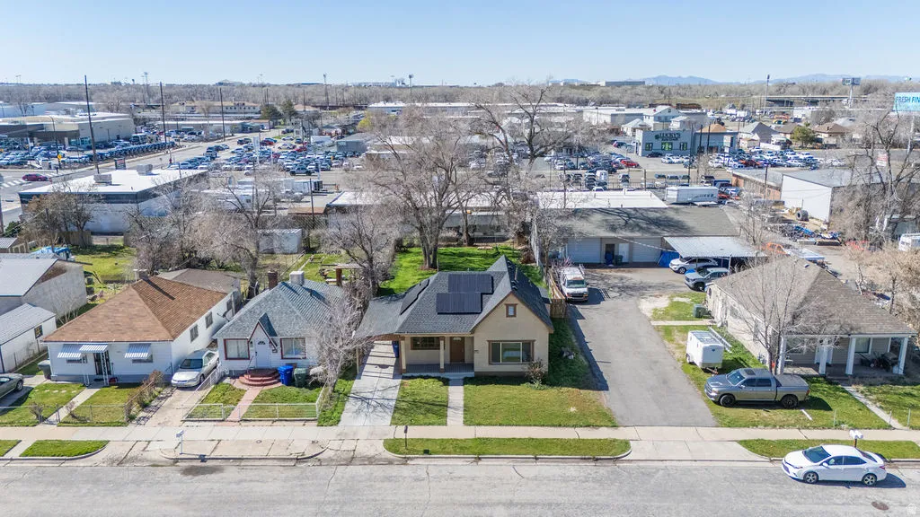 Aerial perspective of suburban area