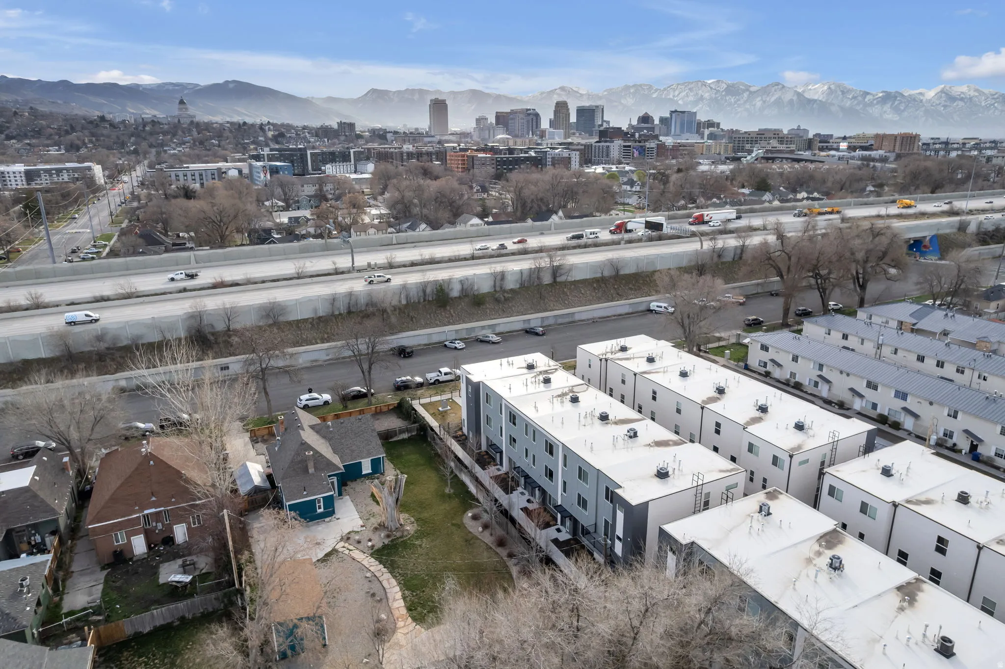 Bird's eye view of a mountain backdrop