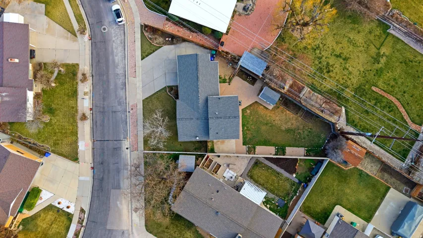 Aerial perspective of suburban area