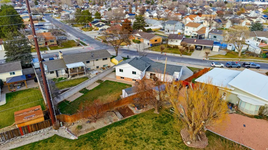Aerial perspective of suburban area