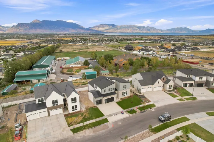 Newly developed residential area with mountain and lake scenery