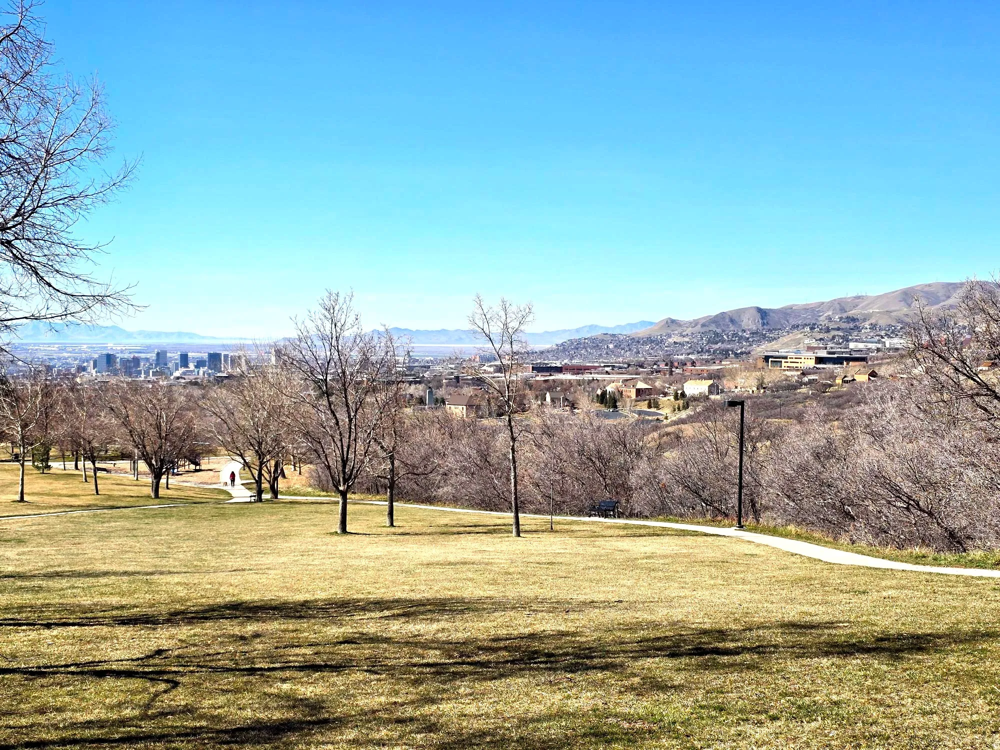 Nearby park with lots of playground equipment and walking trails