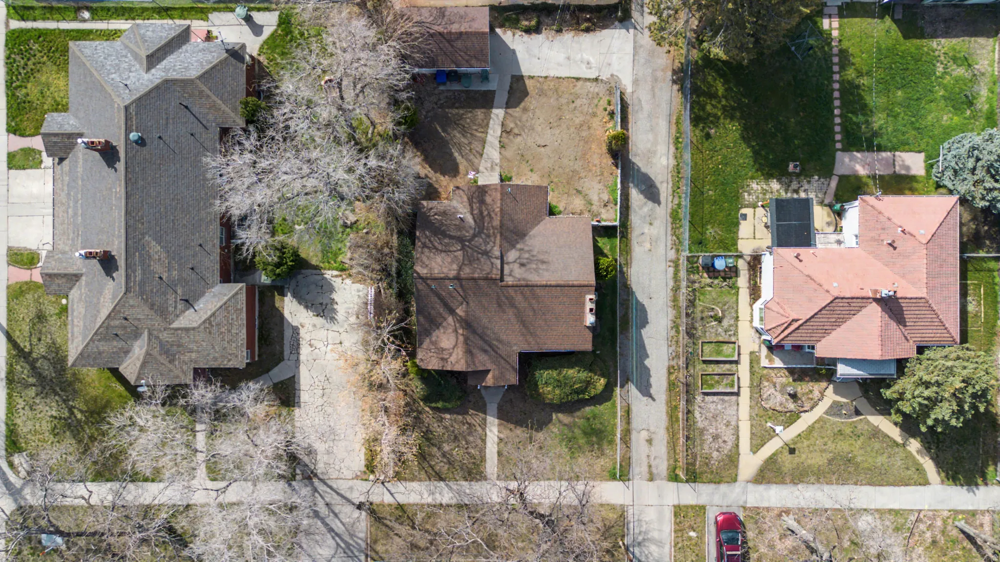 Aerial perspective of suburban area