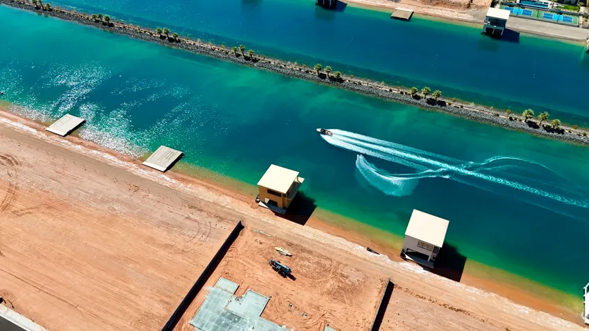 Aerial view of a large body of water