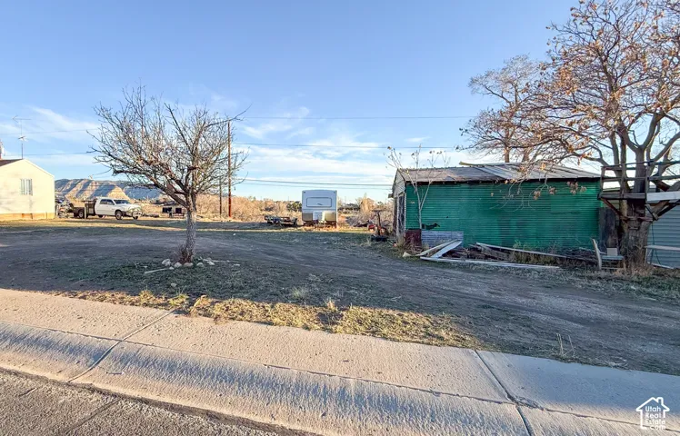 View of yard and shed.