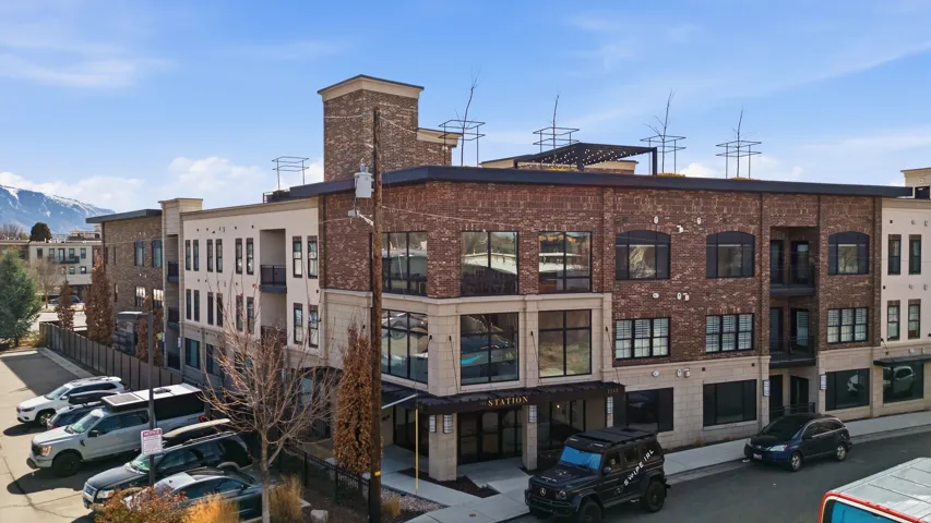 View of building exterior featuring a mountain view