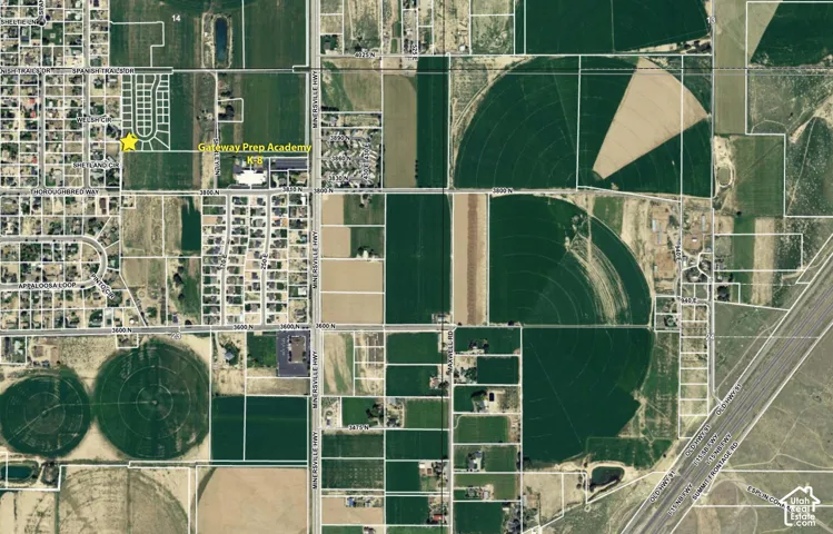 Aerial Map. Illustrating property boundaries and land use patterns