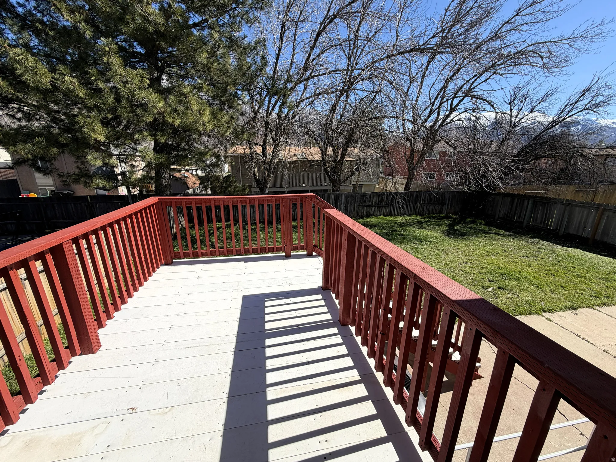 Deck featuring a fenced backyard