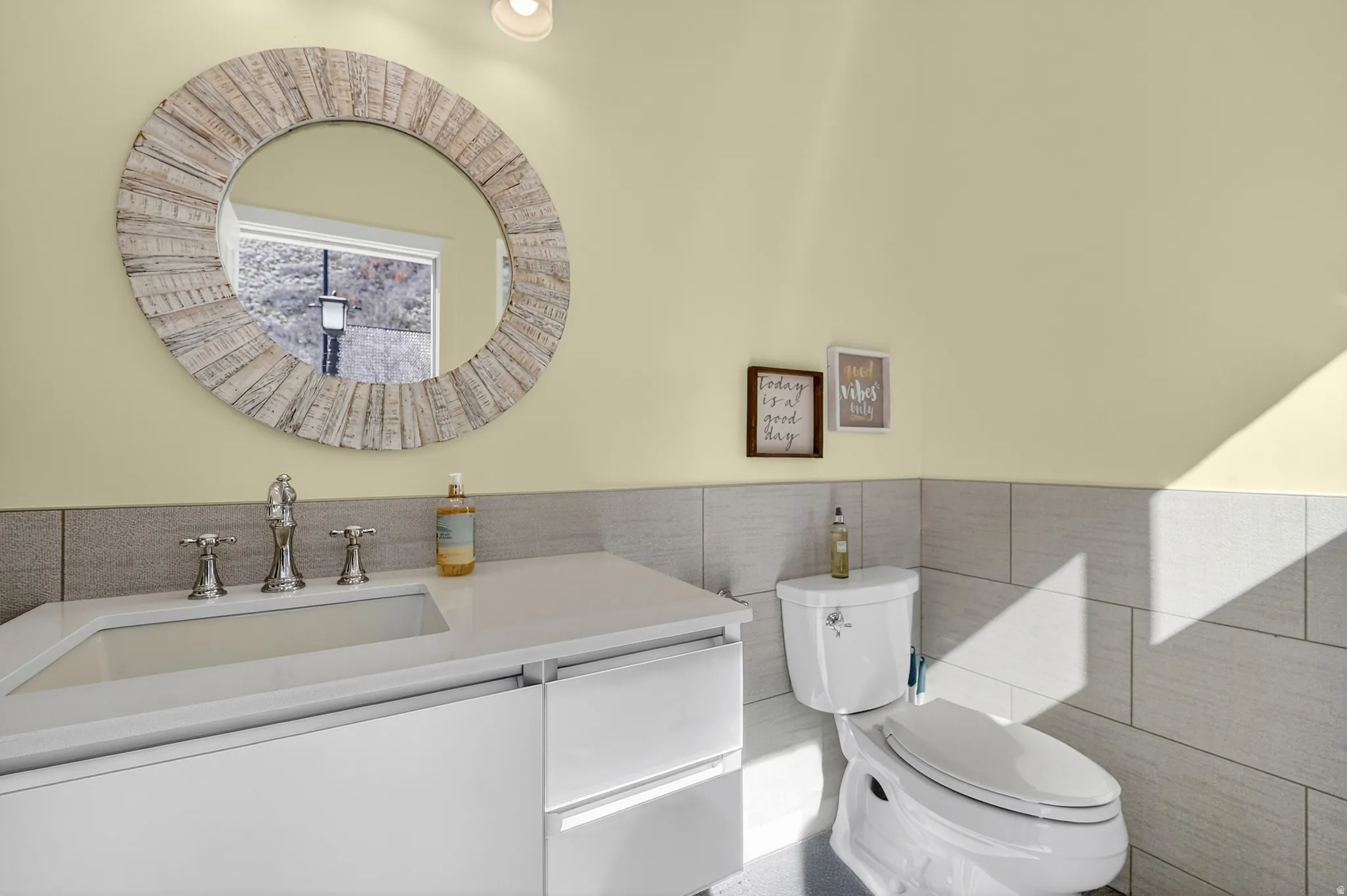 Pool bathroom located off the patio - entrance at the back of the detached garage